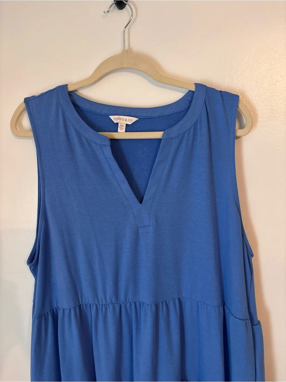 crown & ivy Blue Tiered Sleeveless Dress